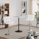 Modern Adjustable White Bar Stools - Set of 2
