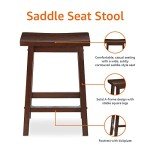 Walnut Saddle-Seat Kitchen Counter Stools - Set of 2
