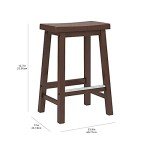 Walnut Saddle-Seat Kitchen Counter Stools - Set of 2