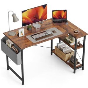CubiCubi 40-Inch L-Shaped Corner Desk, Deep Brown
