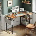 CubiCubi 40-Inch L-Shaped Corner Desk, Deep Brown