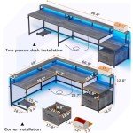 Stylish Grey L-Shaped Office Desk with LED Lights
