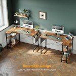 CubiCubi 40-Inch L-Shaped Corner Desk, Deep Brown