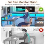 Stylish Grey L-Shaped Office Desk with LED Lights