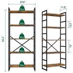 Modern 5-Tier Rustic Brown Bookshelf for Storage