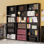 Tall 6-Tier Iron Bookshelf for Home Decor