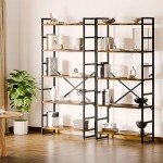 Modern 5-Tier Rustic Brown Bookshelf for Storage