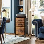 Rustic Brown Rolling File Cabinet with 3 Drawers