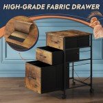 Rustic Brown Rolling File Cabinet with 3 Drawers