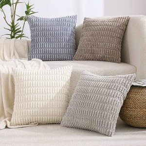 Set of 4 Neutral Throw Pillow Covers 18x18