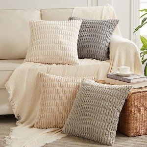 4 Pack Neutral Decorative Throw Pillow Covers 18x18