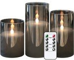 Set of 3 Gray Flameless LED Candles with Remote