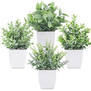 Mini Potted Fake Plants – 4 Pack Set