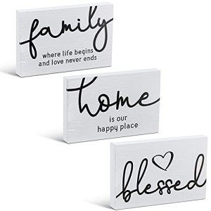 Rustic Wood Family Sign Set for Home Decor