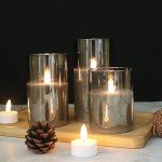 Set of 3 Gray Flameless LED Candles with Remote