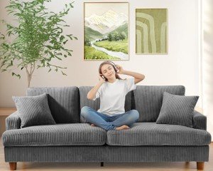 Modern 87" Grey Sofa with Deep Seats