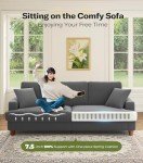 Modern 87" Grey Sofa with Deep Seats
