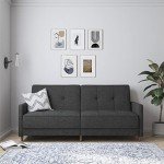 DHP Andora Modern Grey Futon Sofa Bed