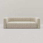 Cream Velvet Curved Back 3-Seater Sofa