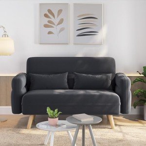 46" Modern Fabric Loveseat with Pillows - Dark Gray