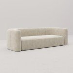Cream Velvet Curved Back 3-Seater Sofa