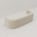 Cream Velvet Curved Back 3-Seater Sofa