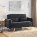 46" Modern Fabric Loveseat with Pillows - Dark Gray
