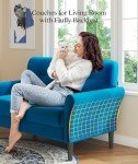 Blue Velvet Loveseat Sofa for Small Spaces