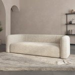 Cream Velvet Curved Back 3-Seater Sofa