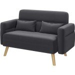 46" Modern Fabric Loveseat with Pillows - Dark Gray