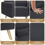 46" Modern Fabric Loveseat with Pillows - Dark Gray