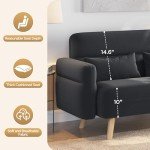 46" Modern Fabric Loveseat with Pillows - Dark Gray