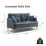 Dark Blue 56.7" Loveseat Sofa with USB Port