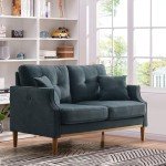 Dark Blue 56.7" Loveseat Sofa with USB Port