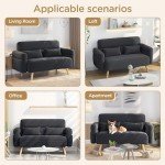 46" Modern Fabric Loveseat with Pillows - Dark Gray