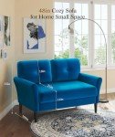 Blue Velvet Loveseat Sofa for Small Spaces