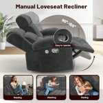 Minimalist Gray Loveseat Recliner with USB Ports