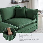 Modern Green Deep Seat Sectional Sofa with Ottoman