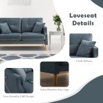 Dark Blue 56.7" Loveseat Sofa with USB Port
