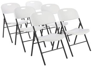 White Folding Plastic Chairs - 6-Pack, 350 lb Capacity