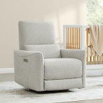 Dove Grey Power Recliner Swivel Glider Chair