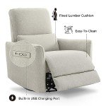 Dove Grey Power Recliner Swivel Glider Chair