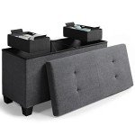 Grey Storage Ottoman Bench with Bins for Home