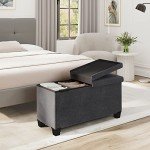 Grey Storage Ottoman Bench with Bins for Home