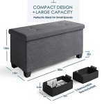 Grey Storage Ottoman Bench with Bins for Home