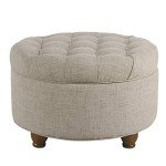 Large Round Button-Tufted Storage Ottoman by Homepop