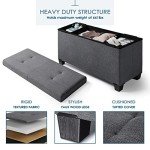 Grey Storage Ottoman Bench with Bins for Home