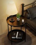 EKNITEY Black 2-Tier Metal End Table with Tray