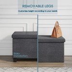 Grey Storage Ottoman Bench with Bins for Home