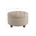 Large Round Button-Tufted Storage Ottoman by Homepop